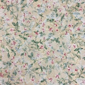 Yellow floral butterfly upholstery fabric 51” L x 51” W green pink